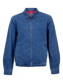 Topman Mid Wash Denim Harrington Jacket