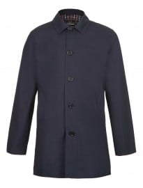 Topman Navy Poplin Single Breasted Mac