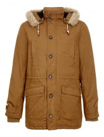 Topman Mustard Fur Trim Parka