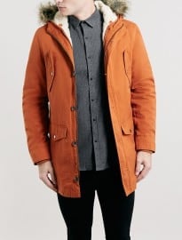 Topman Orange Heavyweight Parka