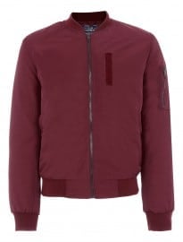Topman Burgundy Nylon Wadded Bomber Jacket