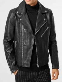 Topman Black Leather Biker Jacket 