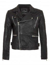 Topman Black Leather Biker Jacket