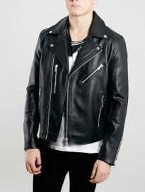 Topman Black Leather Biker Jacket