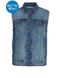 Topman Mid Wash Denim Gilet