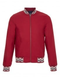 Topman Red Aztec Trim Bomber Jacket