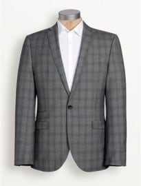 Light Grey Check Slim Fit Suit: Jacket