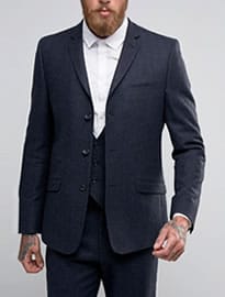 Asos Suit In Navy Herringbone