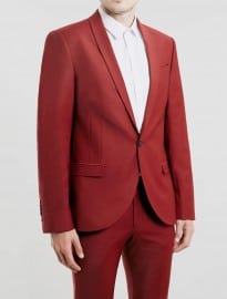 Topman Noose And Monkey Red Suit Jacket