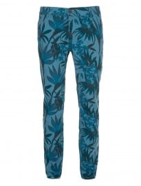 Topman Blue Palm Print Skinny Chinos
