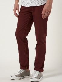 Topman Burgundy Contrast Stitch Skinny Chinos