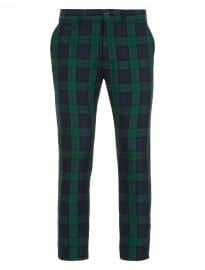 Topman Green/navy Tartan Check Cropped Skinny Chinos