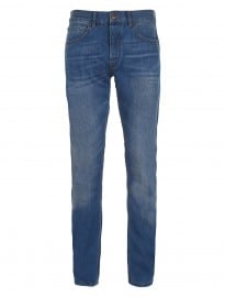 Topman Mid Wash Coated Vintage Slim Jeans