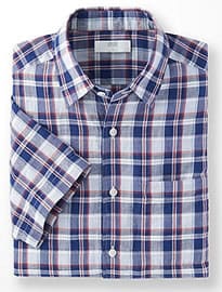 Uniqlo Men Linen Cotton Check Short Sleeve Shirt