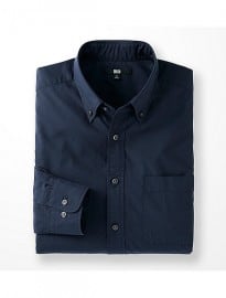 Uniqlo Men Extra Fine Cotton Broadcloth Check Long Sleeve Shirt