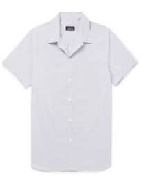 A.p.c. Slim-fit Striped Cotton And Linen-blend Shirt
