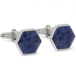 Lanvin Rhodium-plated Sodalite Cufflinks