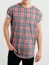 Topman Red Check Skater T-shirt