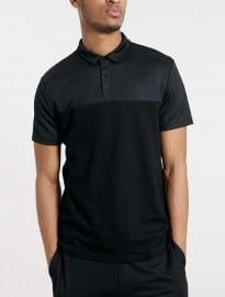 Topman Black Mesh Panel Polo Shirt