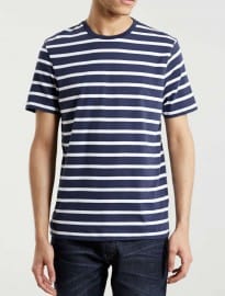 Topman Slim Fit Navy Stripe T-shirt