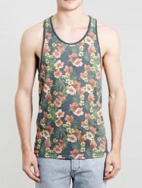 Topman Blue Floral Tropical Classic Fit Vest