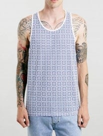 Topman Topman White Tunis Tile Vest