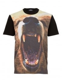 Topman Black Bear Head Print T-shirt