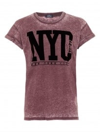 Topman Burgundy Burnout Nyc T-shirt