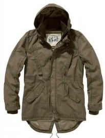 Khaki Cotton Hooded Parka Jacket