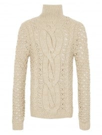 Topman Cream And Lurex Cable Jumper