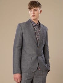 Topman Tmd Navy Herringbone Safari Suit Jacket