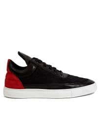 Filling Pieces Mens Black Leather And Neoprene Sneakers