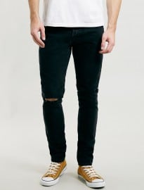 Topman Ltd Washed Black Skinny Ripped Jeans