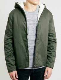 Topman Tm Ltd Khaki Borg Lined Jacket