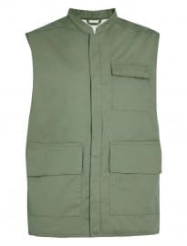 Topman Ltd Waxed Khaki Utility Vest
