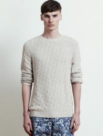 Topman Cream Cable Crew Neck Jumper