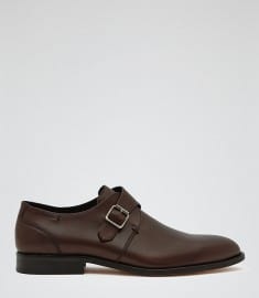 Reiss Foster Single Monk Strap Shoes Ox Blood