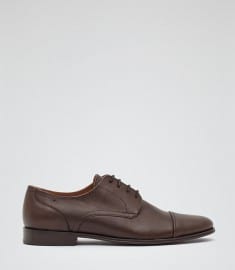 Reiss Nash Toe Cap Oxford Shoes Dark Brown