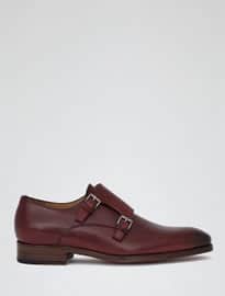 Reiss Carlton Double Monk Strap Shoes Ox Blood