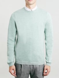 Topman Pastel Green Marl Crew Jumper