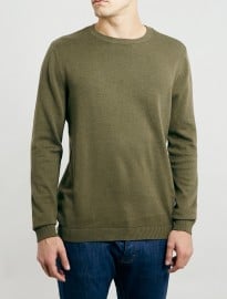 Topman Khaki Marl Crew Jumper