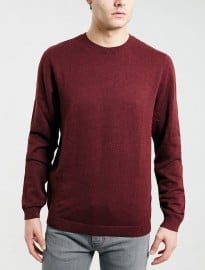 Topman Red Winter Berry Crew Neck Jumper