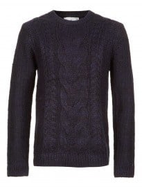 Topman Navy Chunky Cable Jumper