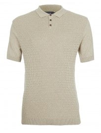 Topman Cream Twisted Cable Knit Polo Shirt