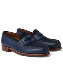 J.m. Weston 180 The Moccasin Full-grain Leather And Suede Penny Loafers