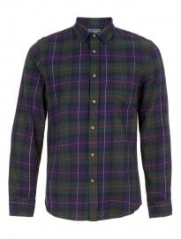 Topman Navy Green Tartan Long Sleeve Shirt