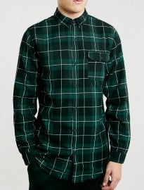 Topman Green Tartan Longline Shirt