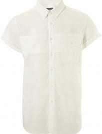 Topman White Linen Short Sleeve Shirt