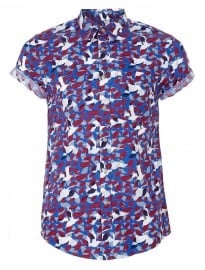 Topman Blue Multi Print Bird Short-sleeve Shirt