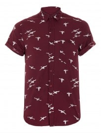 Topman Burgundy Geese Print High Roller Shirt